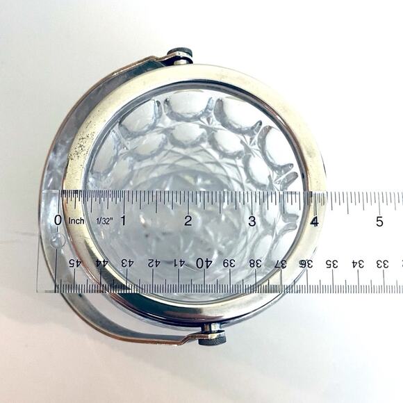 Vtg William Adams Cut Glass Crystal Ice Bucket Silver Plate Thumbprint Italy - Picture 11 of 12